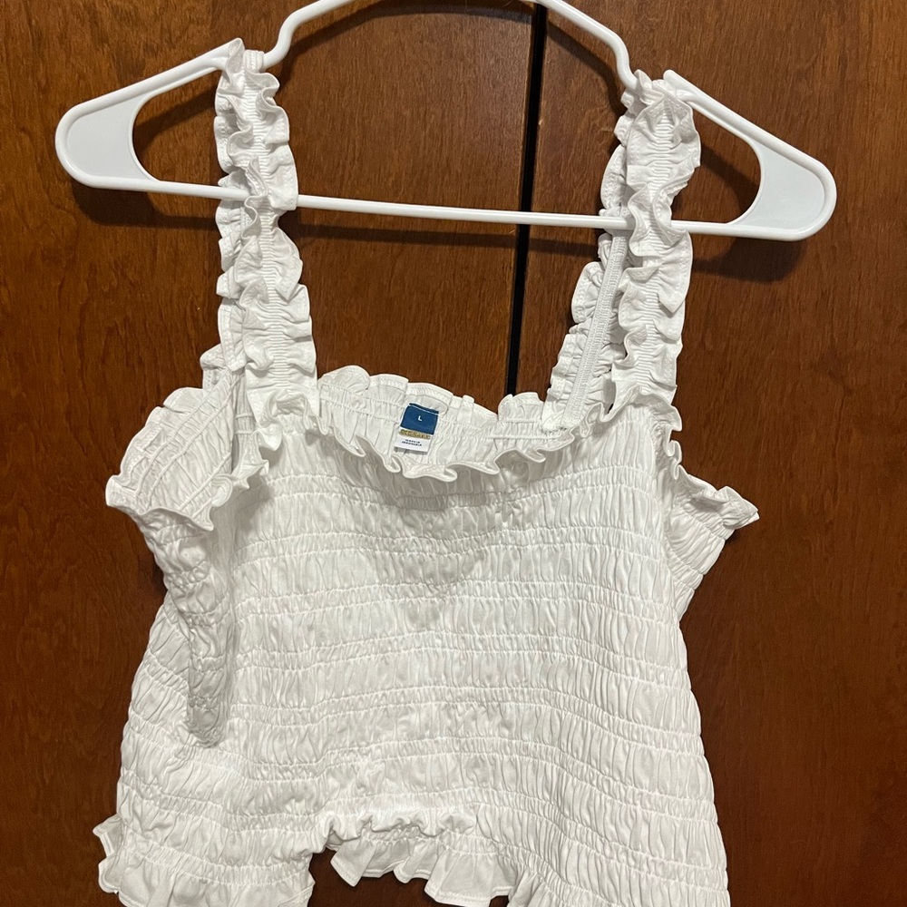 Old Navy White Ruffle Tank Top